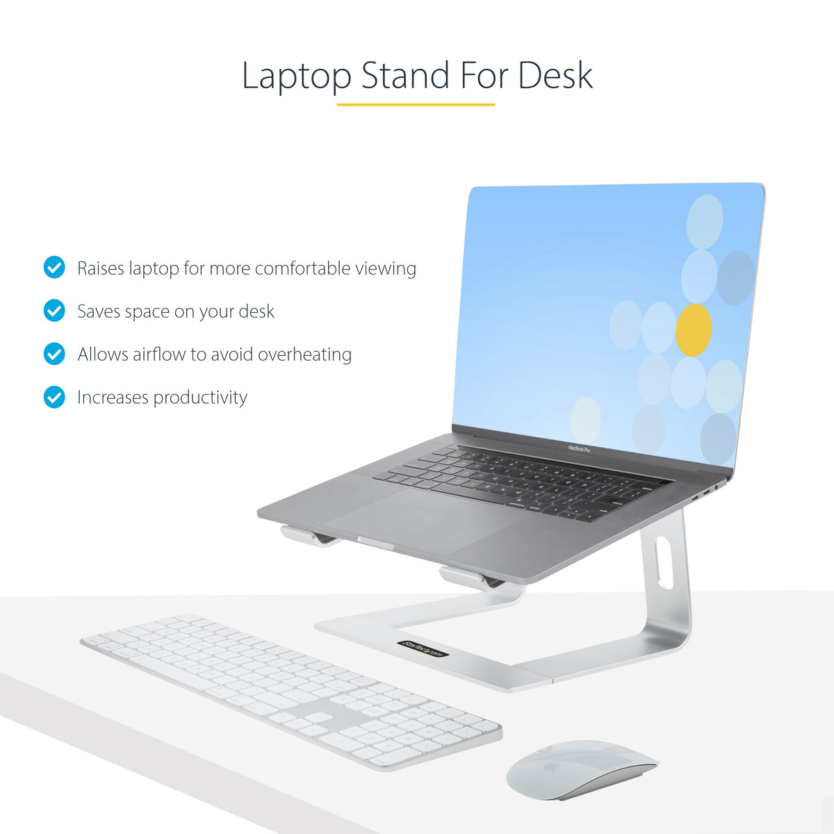StarTech Laptop Stand, Ergonomic Laptop Riser, Aluminum, Silver, Dell XPS