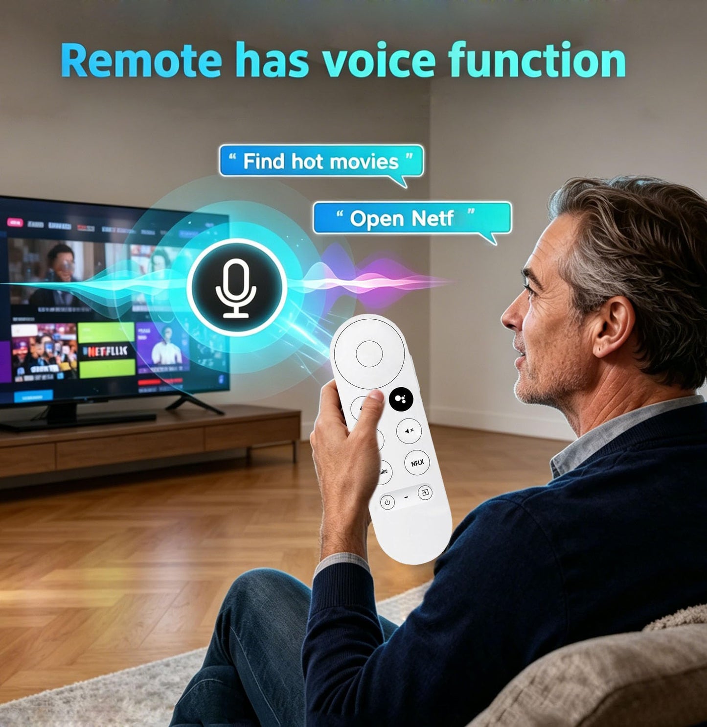 NEW Voice Remote Control for Google Chromecast TV 4K (Snow), Replacement Remote for Google Chromecast 4k Snow HD TV G9N9N GA01409-US GA01919-US