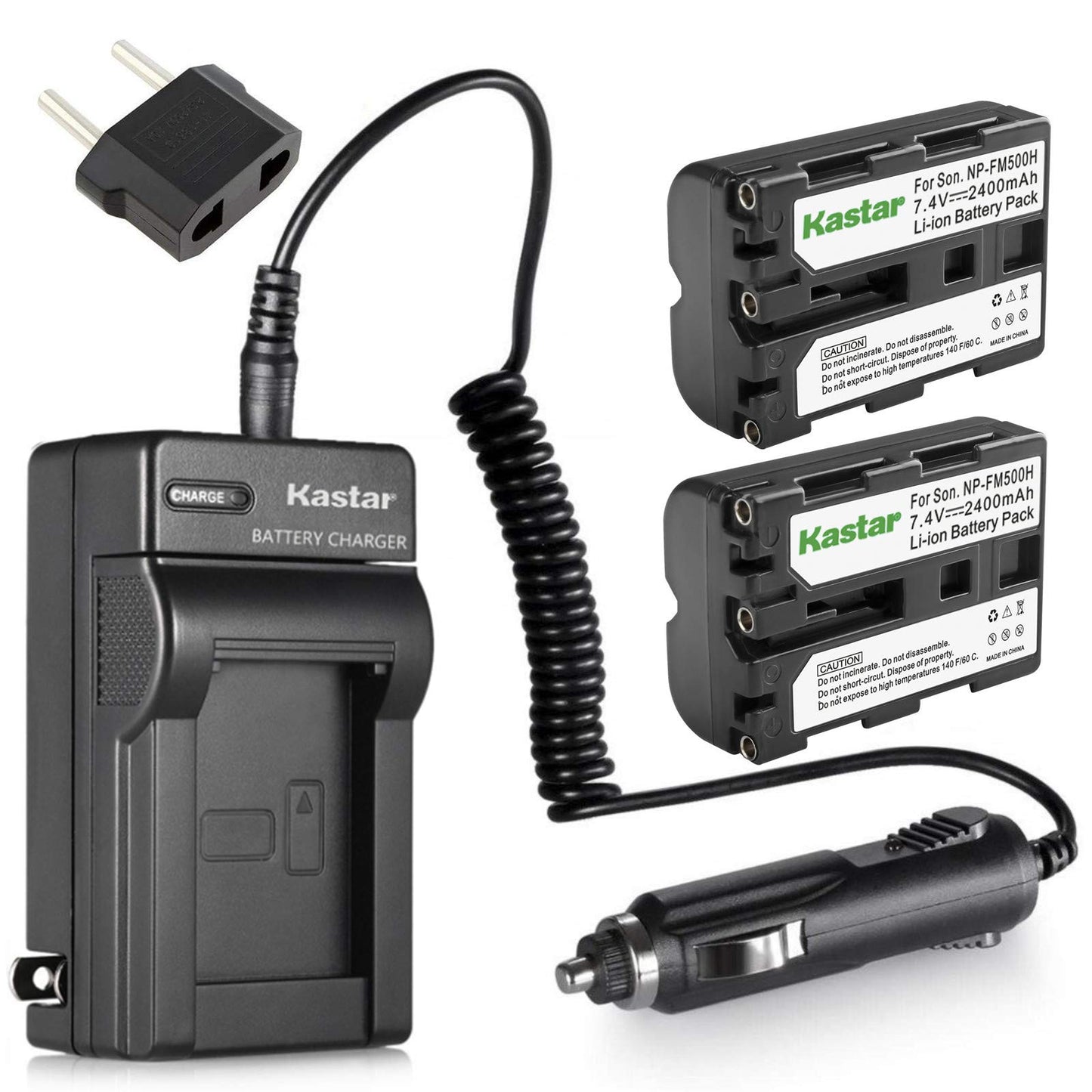 Kastar Battery (2-Pack) and Charger Replacement for Sony NP-FM500H DSLR-A100 A200 A300 A350 A450 A500 A550 A560 A580 A700 A850 A900, Alpha SLT A57 A58