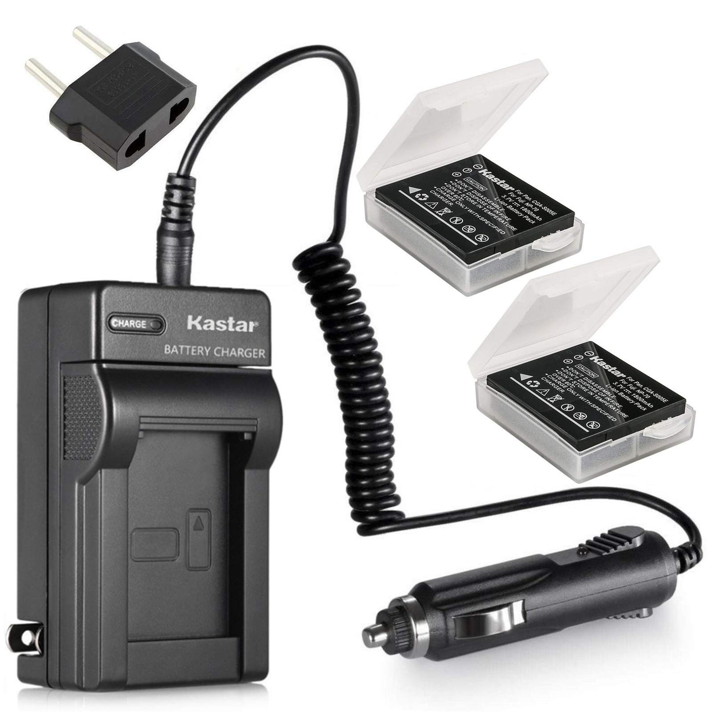 Kastar Battery (X2) & AC Travel Charger for Leica BP-DC4, BP-DC4-U, Kodak LB-080 LB080 and Leica C-LUX1, D-LUX2, D-LUX3, D-LUX4 and Kodak PIXPRO SP1