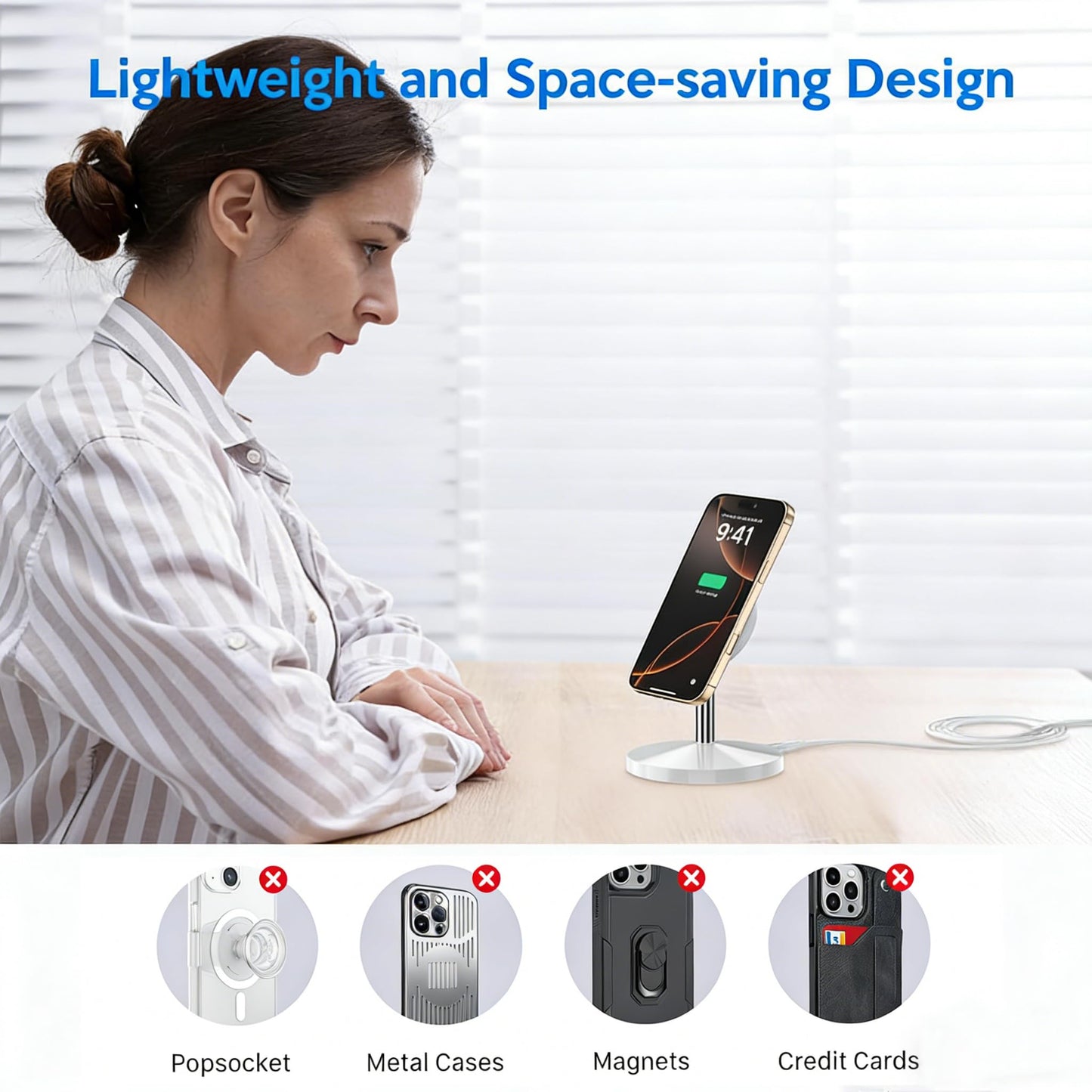 Magnetic Wireless Mag Safe Charger iPhone Stand,Magnet Wireless iPhone Charger Stand 6FT Fast Mag-Safe Charging Station Pad for Apple iPhone 16 Pro