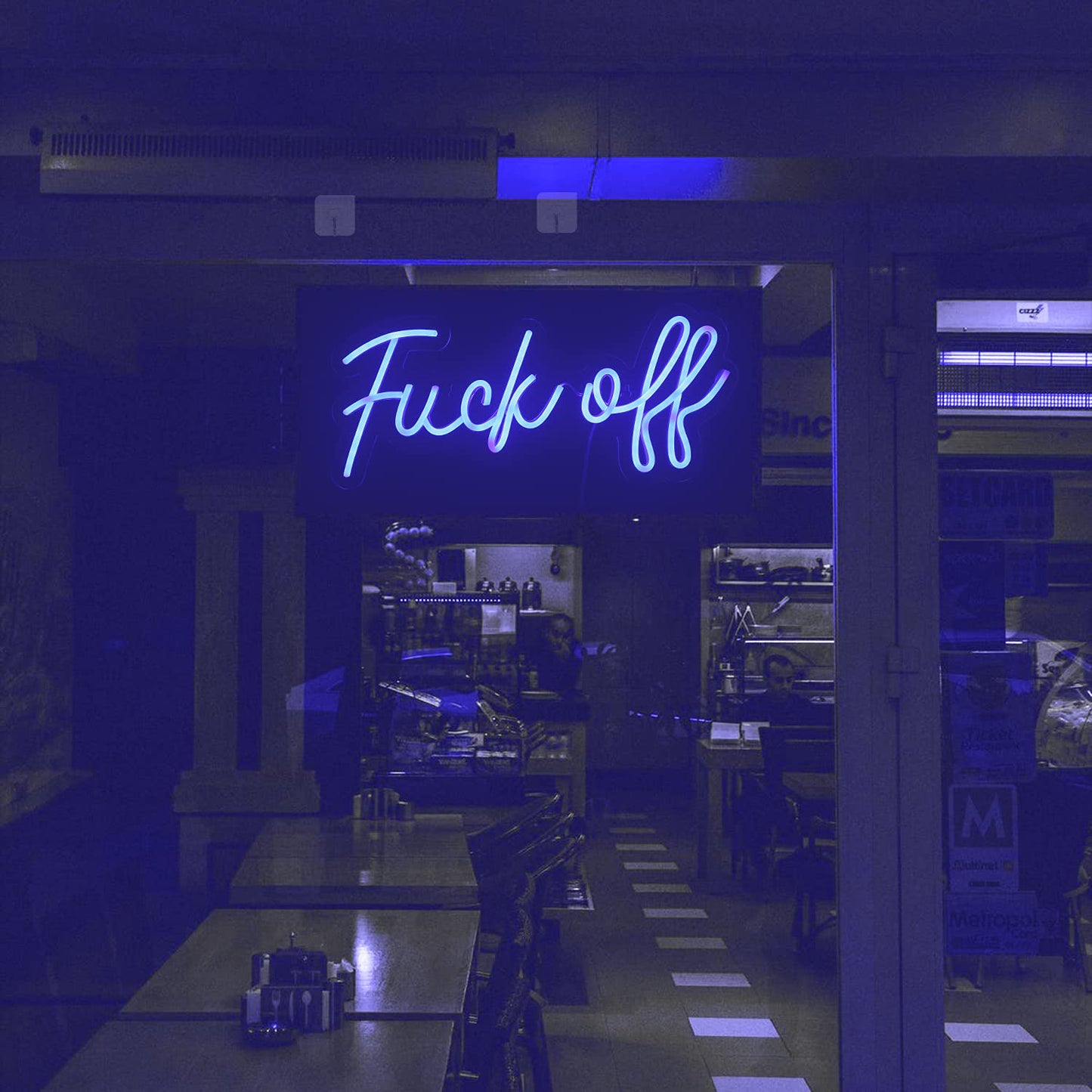 Lucunstar Fuck Off Neon Sign for Wall Decor Blue Led Lights for Wall Decor Dimmable Neon Signs Switch Operated Led Light for Bedroom Bar Room Teen