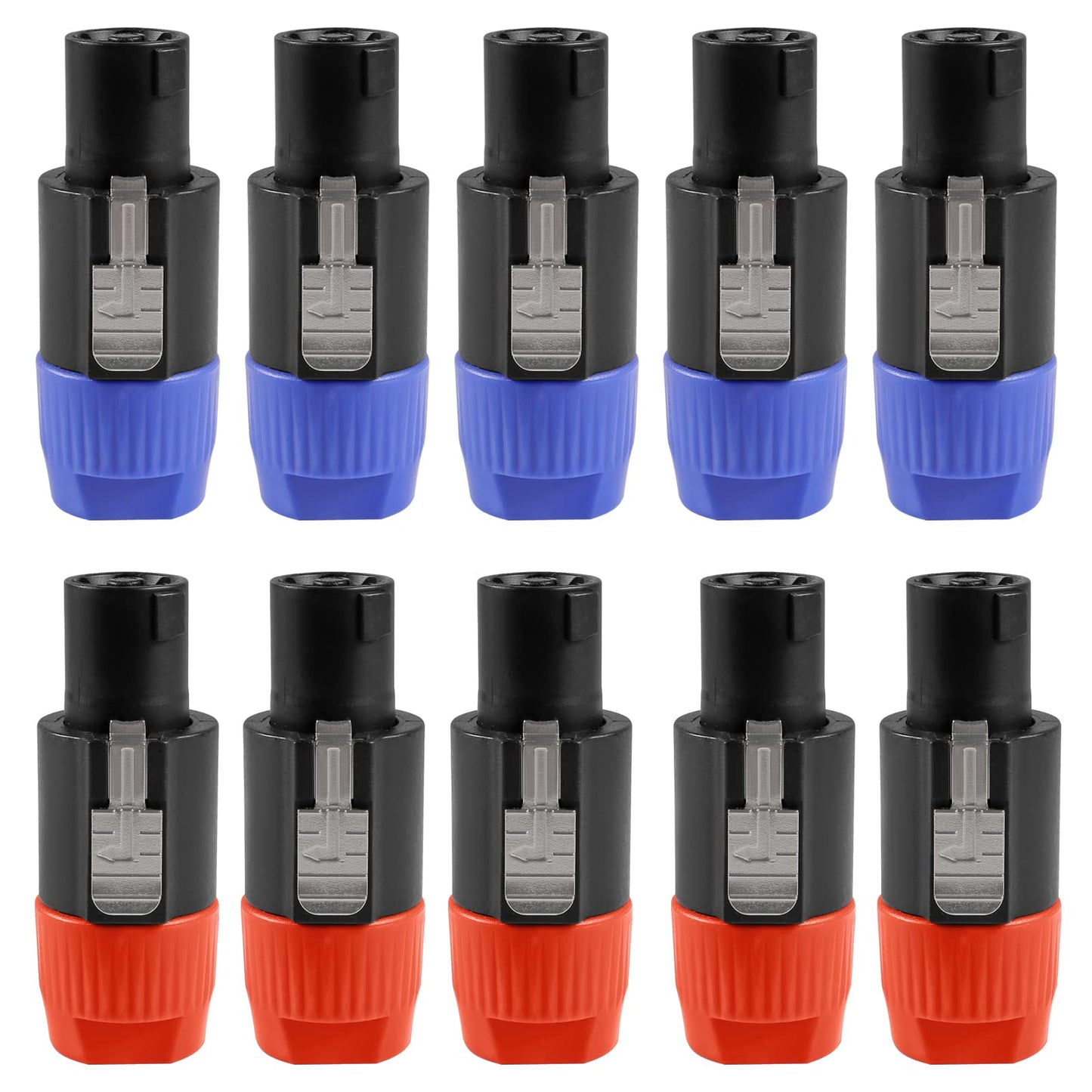 ACEIRMC 4-Pole 4Pin NL4FC Connector Ohm Plug Speaker Audio Cable Plug Adapter Compatible with Neutrik Speakon NL4FC, NL4FX, NL2FC (5pcs Orange + 5pcs