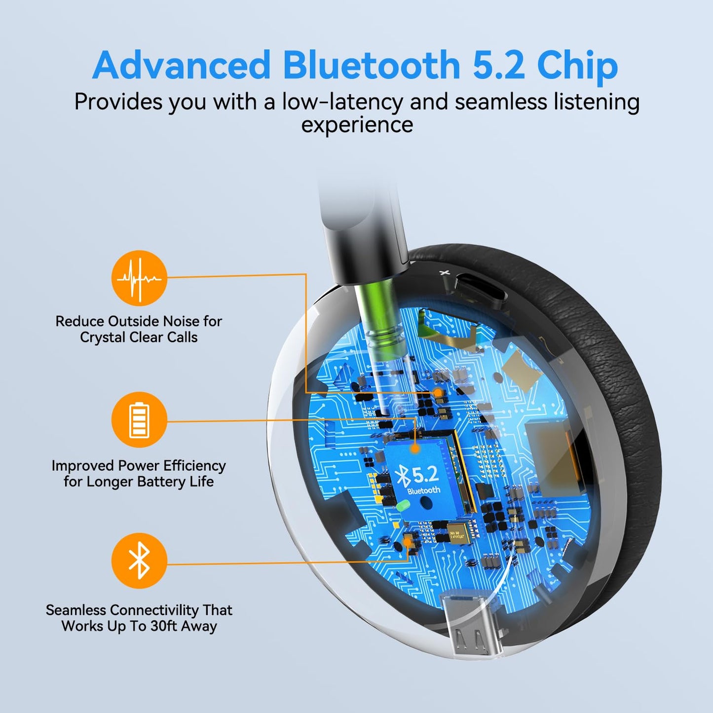 AUSDOM Trucker Bluetooth Headset with Microphone: A2301 Wireless 5.2 On-Ear Headset with AI Noise Cancelling Mic & Mute Button, 50H Playtime for Work