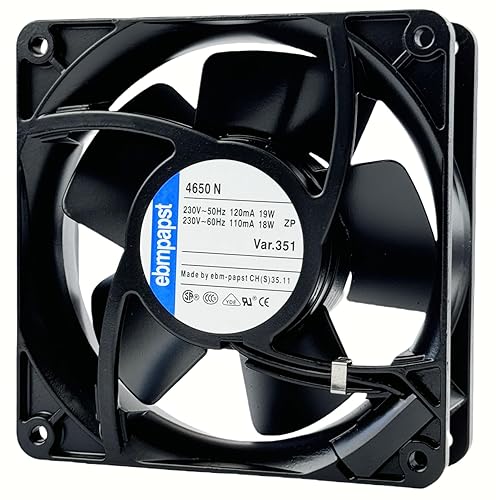 for ebmpapst Cooling Fan 4650N, All Metal High Temperature Resistant Axial Cooling Fan 2-Pin 120x120x38mm AC 230V 50/60Hz 0.12A