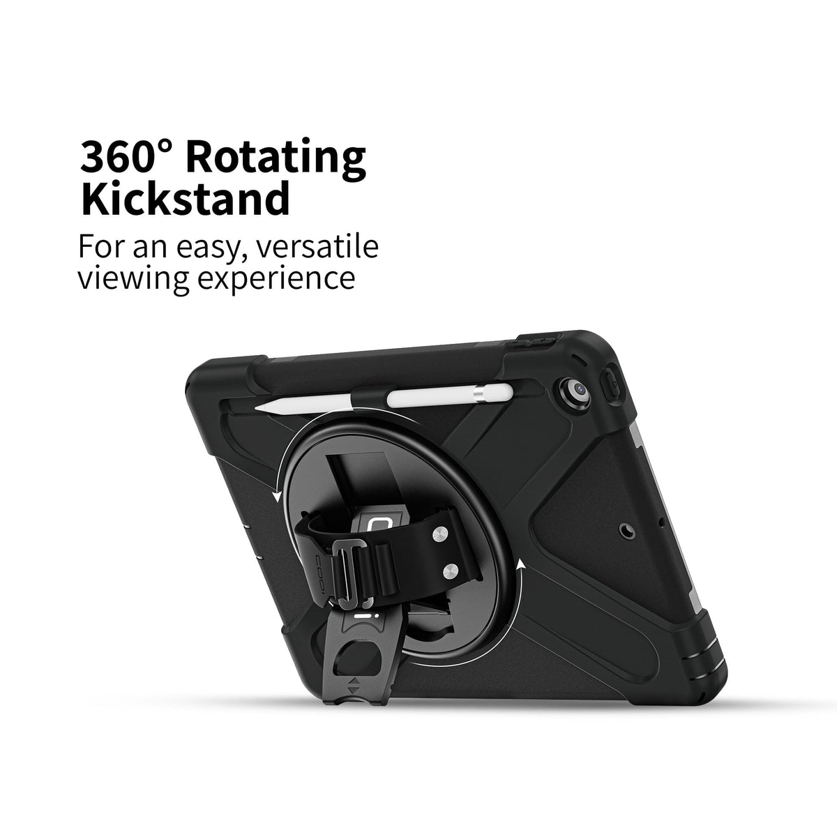 CODi Rugged iPad 10.2 Case for iPad 9th Generation, 8th Generation & 7th Generation (10.2-Inch) - Built-in Screen Protector, Rotating Kickstand, Hand