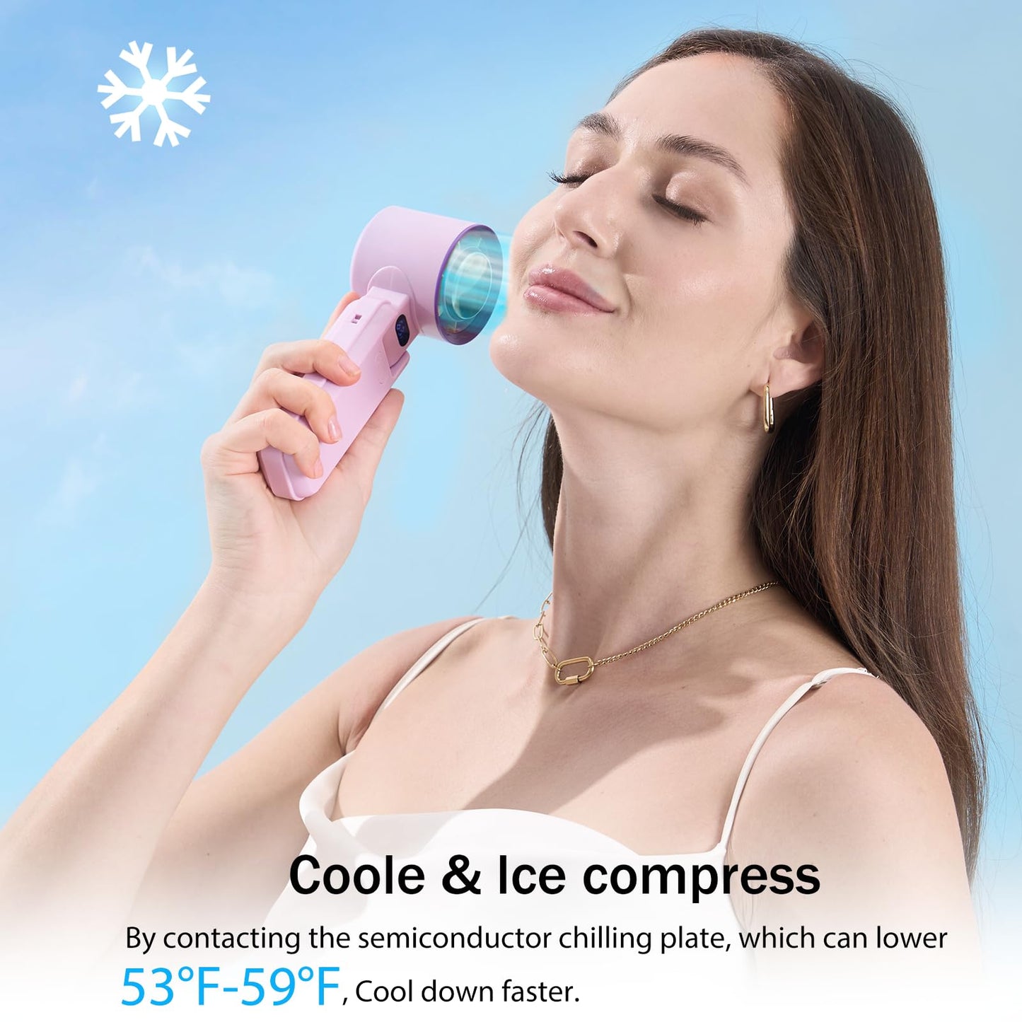Renyanoos Portable Handheld Fan with Ice Cooler - 13000RPM Turbo Fans, 3-in-1 Rechargeable Mini Personal Fan, 100 Adjustable Speeds, 3600mAh Battery