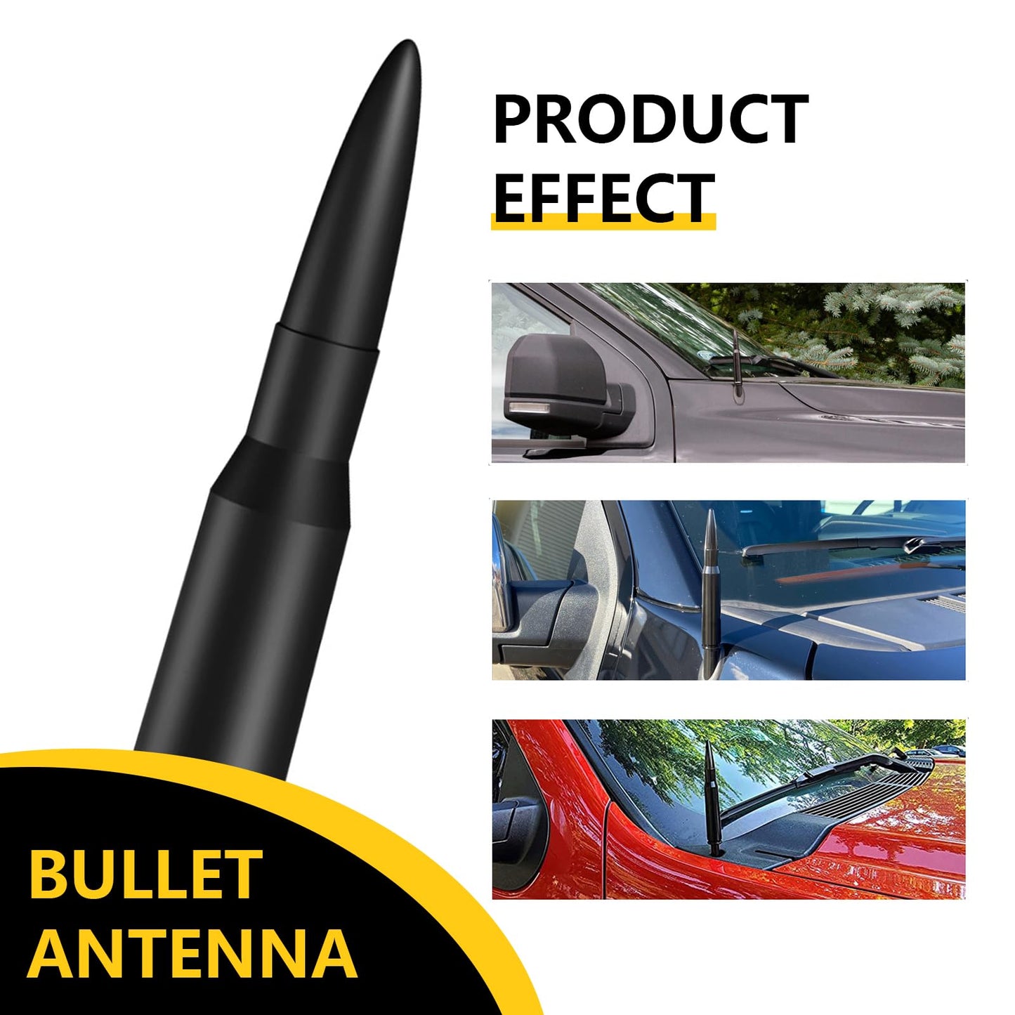 5.3inch Car Short Antenna Fit for Chevy Silverado & GMC Sierra Trucks 50 Cal Truck Antenna Accessories(Black)