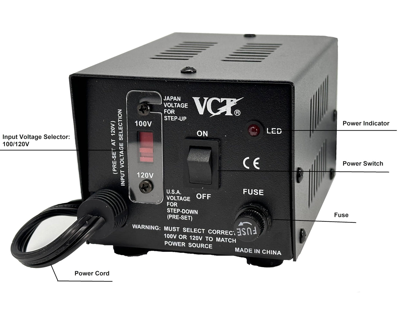 VCT VT-500J - Japanese Step Up/Down Voltage Transformer Converts Japan 100 Volts To 110V OR Vice Versa - 500 Watt