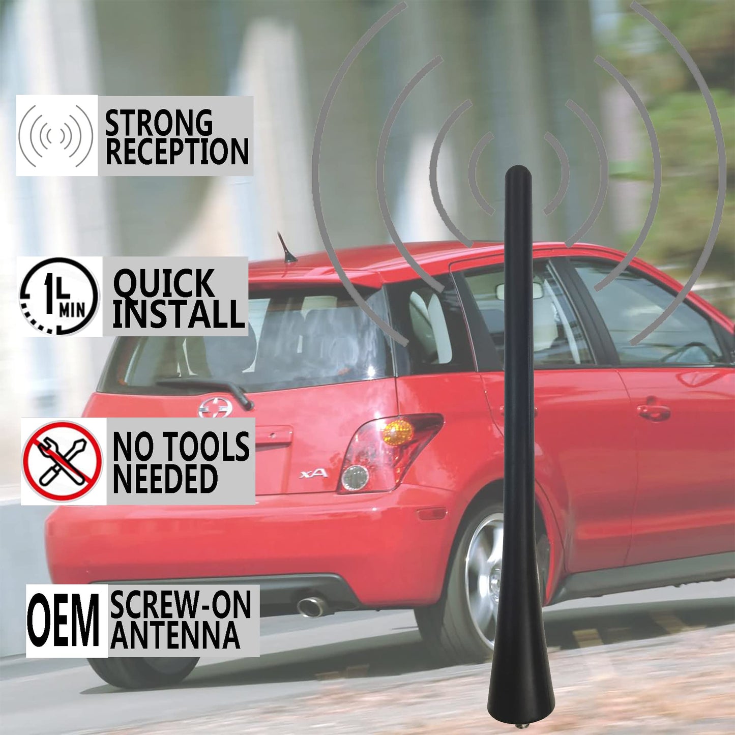 7 inch Rubber Antenna for Scion xA (2004-2006), Scion tC (2005-2016), Scion iQ (2012-2015) AM/FM Radio Short Antenna Replacement