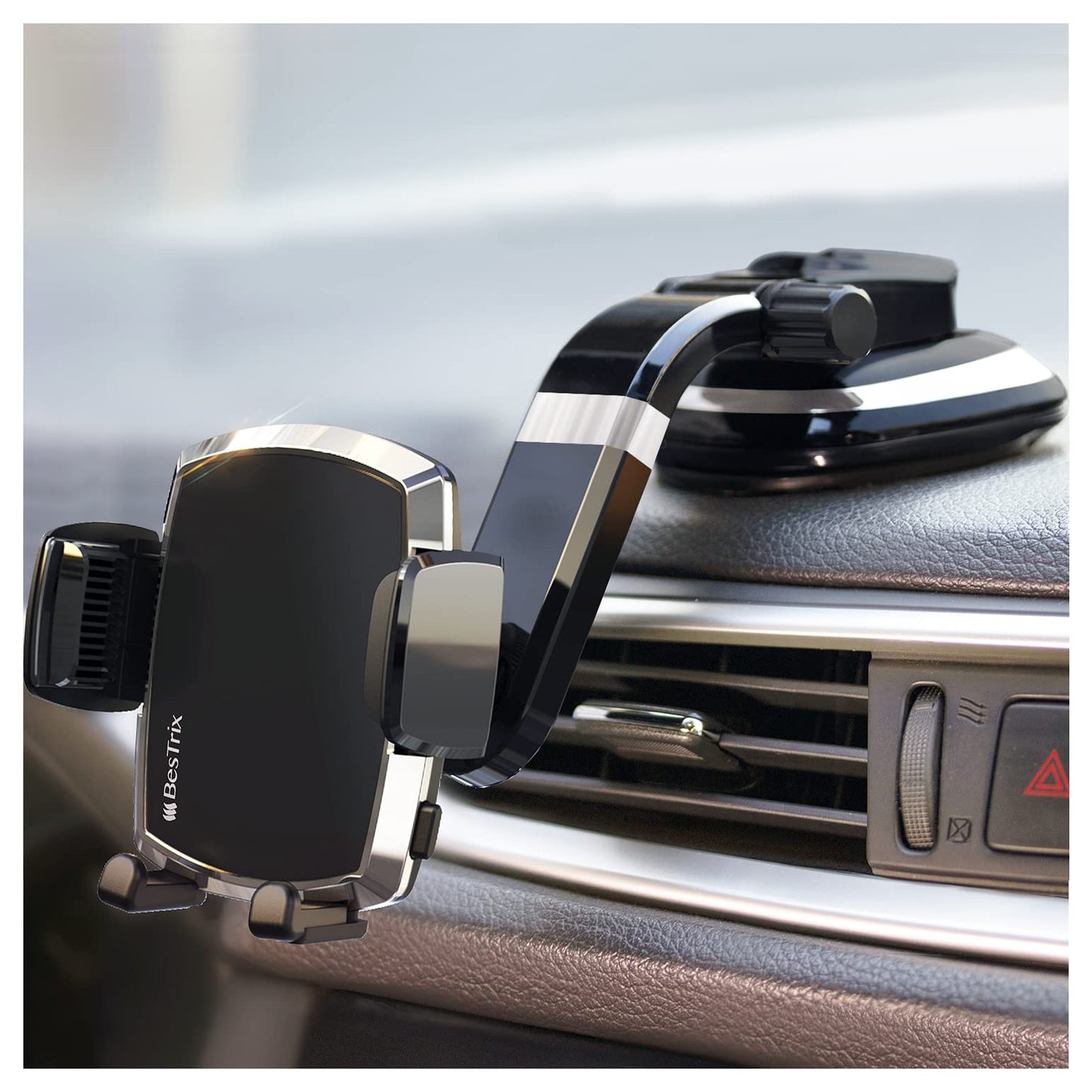 Bestrix SmartClamp Car Phone Mount | Dashboard Cell Phone Car Phone Holder Compatible with iPhone 13 12 11 Pro, Xr, Xs, XS MAX,XR,X, Galaxy S20 Note