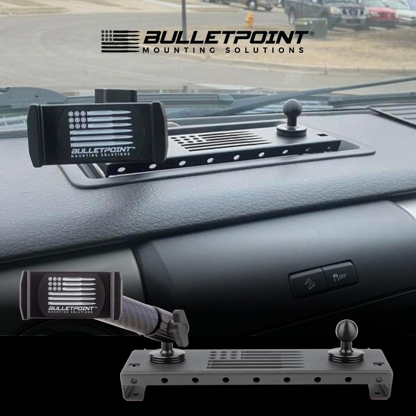 Bulletpoint Dash Mount Cell Phone Holder Compatible with Ford F-150 Truck (2009-2014) with 2-20mm Ball Mounts for GPS Navigation - Compatible