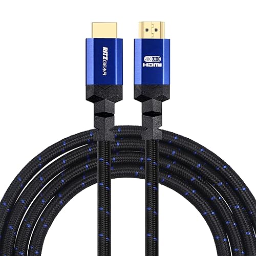 Ritz Gear 4K HDMI 2.0 Cable 4 ft. 18 Gbps Ultra High Speed Braided Nylon Cord & Gold Connectors - 4K@60Hz/UHD/3D/2160p/1080p/ARC & Ethernet.