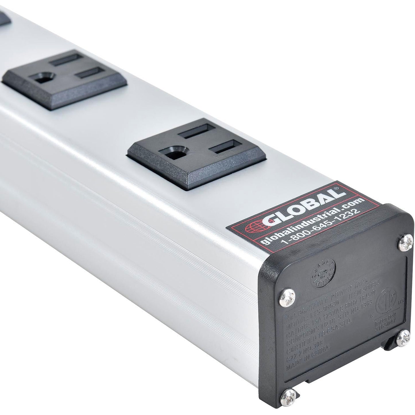 Global Industrial 25" 9 Outlet Aluminum Power Strip with 6-ft Cord ETL/cETL