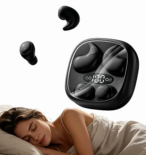 goazzzl Flat Sleep Earbuds for Side Sleepers, Invisible Mini Earbuds for Small Ear Canals, Bluetooth 5.4, 66H Battery, Noise Blocking, Waterproof, LED
