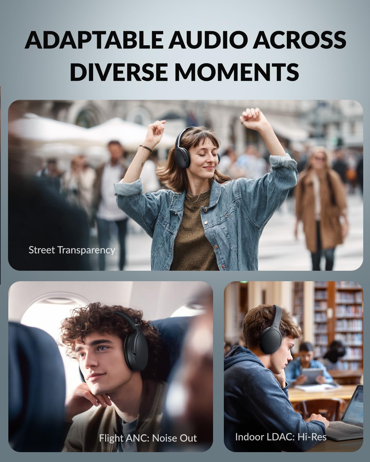TONEMAY Zen Bluetooth Headphones with -45dB Hybrid Active Noise Cancelling, 80H Playtime Wireless Over-Ear Headphones, Immersive Deep Bass Stereo…