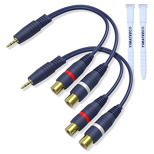 YIMATEECO RCA to AUX Adapter, 3.5mm to RCA Y Cable 1 Male to 2 Female Jack Stereo Y Adapter Auxiliary Cord for Subwoofer, Speaker, AMP, Turntable