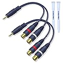 YIMATEECO RCA to AUX Adapter, 3.5mm to RCA Y Cable 1 Male to 2 Female Jack Stereo Y Adapter Auxiliary Cord for Subwoofer, Speaker, AMP, Turntable