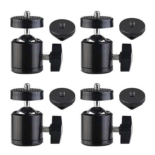 SLOW DOLPHIN Hot Shoe Mount Adapter 360 Degree Swivel Mini Ball Head 1/4 Tripod Screw for Cameras, Camcorders, Smart Phone, LED Video Light