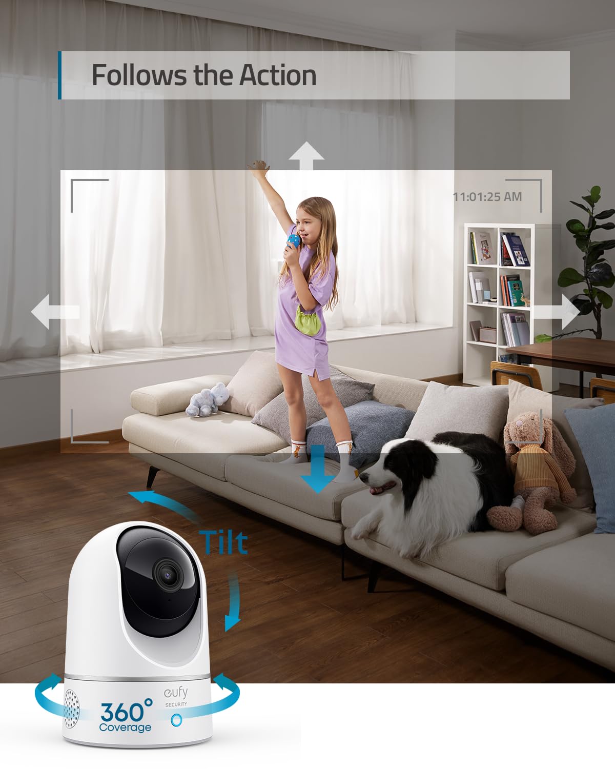 eufy Security 2K Indoor Cam Pan & Tilt, Plug-in Security Indoor Camera with Wi-Fi, IP Camera, Human & Pet AI, Voice Assistant Compatibility, Motion