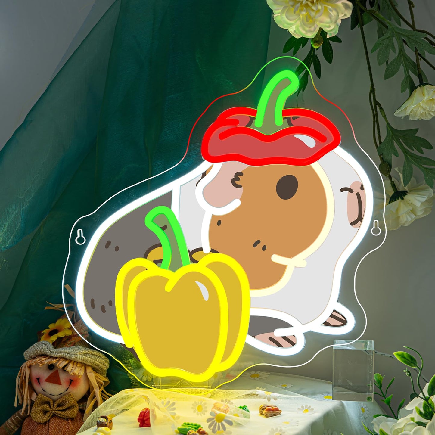 RXXXTRXQ Sweet pepper otter Neon Sign pub Neon Signs for Wall Decor Playful LED Wall Decor for Kitchens, Restaurants & Aquatic Themes, USB-Powered