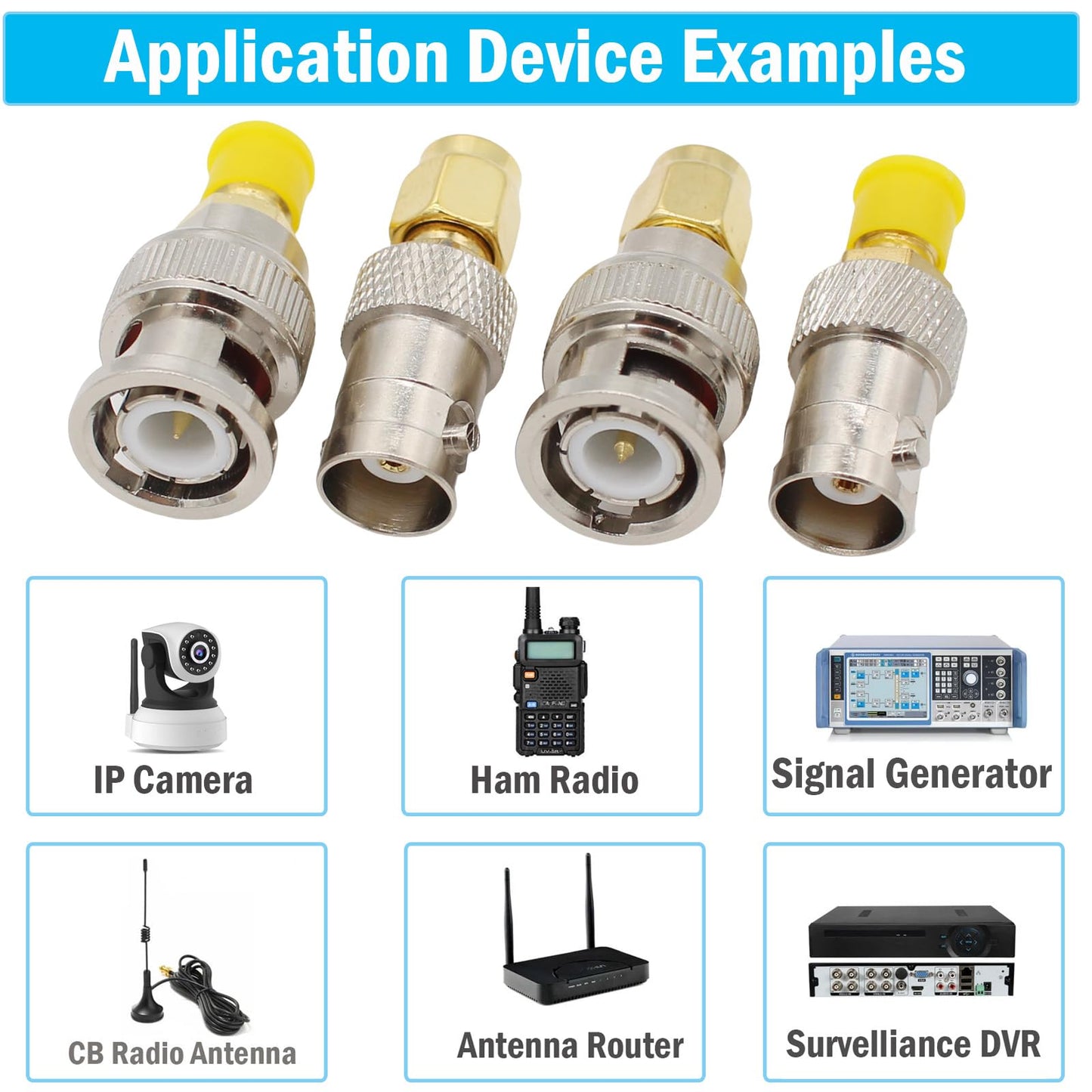 exgoofit SMA to BNC Kits Male Female Adapter 4-Pack Coax Coaxial Connector SMA Male Female to BNC Male Female