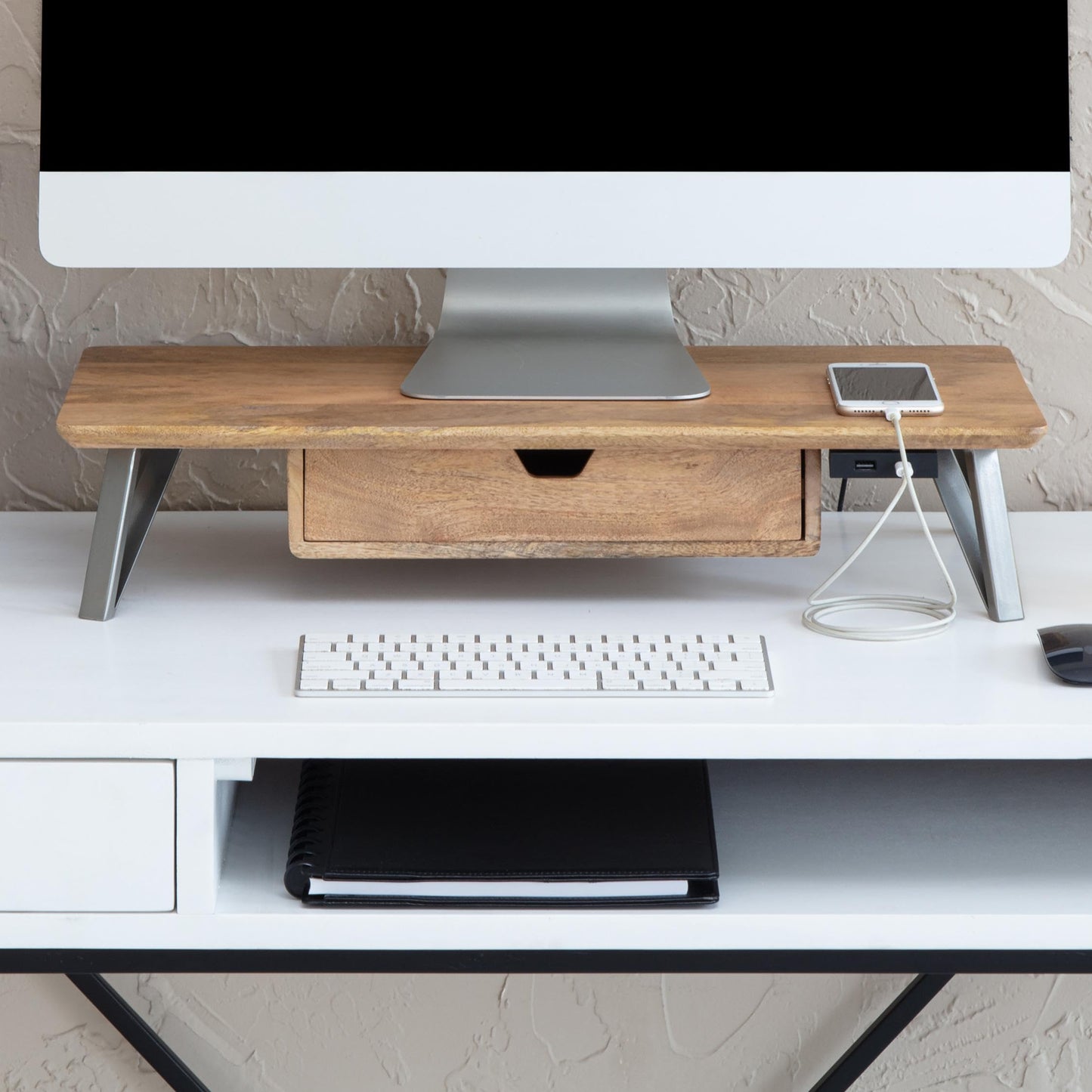 Anji Mountain Monitor Stand - Desktop Organizer & Laptop Riser, Ergonomic Monitor Riser, Space-Saving Monitor Stand for Desk, Durable Construction