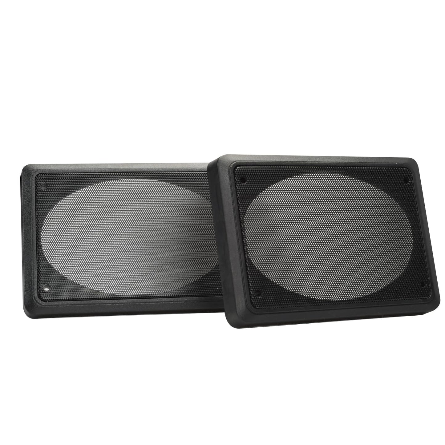 Speaker Grill Covers, 4 x 6 Inches, Black Satin A.B.S. Finish with Metal Mesh, Rectangular Shape, Pair