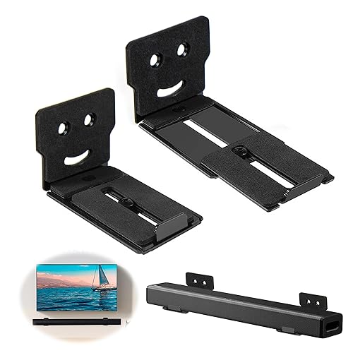 witrychuan Soundbar Wall Mount Bracket, Universal soundbar tv Mount Under tv with Two Depth Adjustable Speaker Stands, for Most Brands of Audio