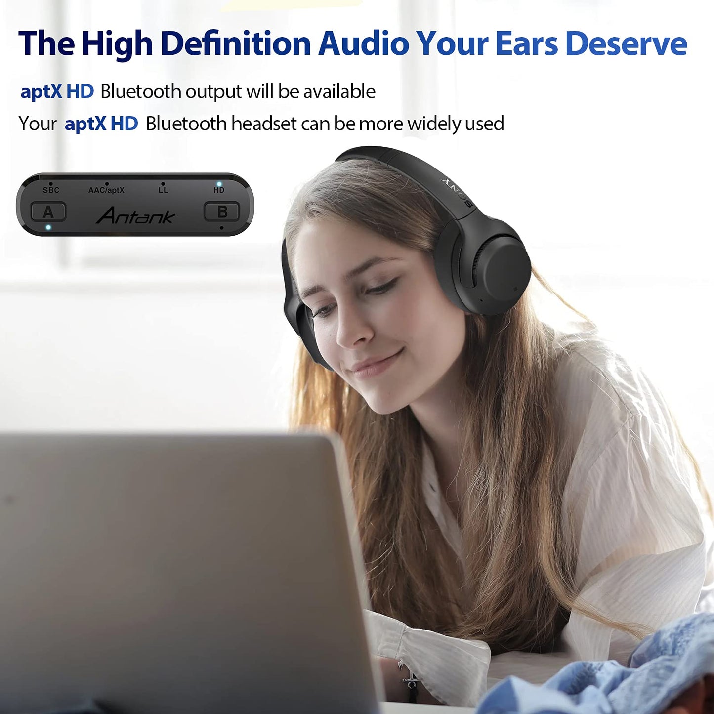 Antank Bluetooth Audio Transmitter (USB Type-C) Support aptX-HD aptX Low Latency AAC Compatible with Nintendo Switch/Lite/OLED/ PS4/ PS5/ PC Bluetooth
