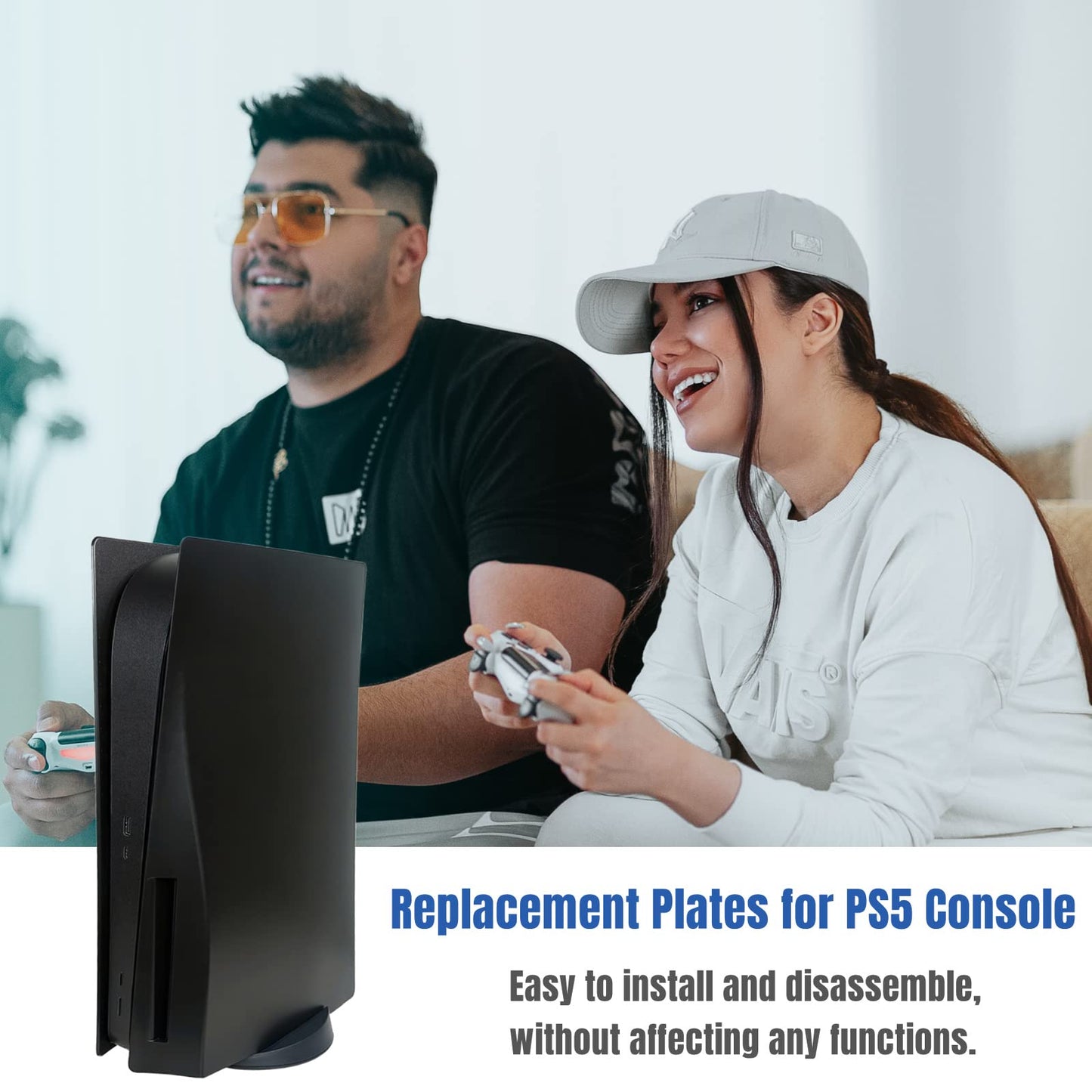 Disc Edition Face Plates Cover Skins Shell Panels for PS5 Console, Accessories for PlayStation 5 Protective Shell Replacement Faceplate (Black)