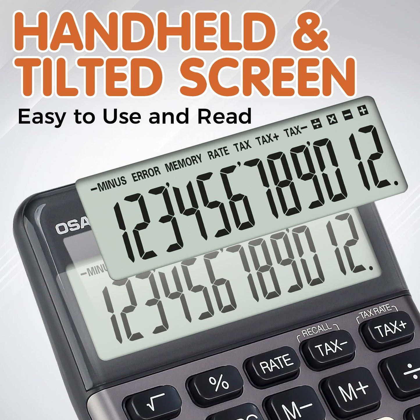 Pendancy Office Small Calculator Desktop with Tax+/- for Tax Calculation, 12 Digit Large LCD Display, Solar Battery Power, Durable Portable Design