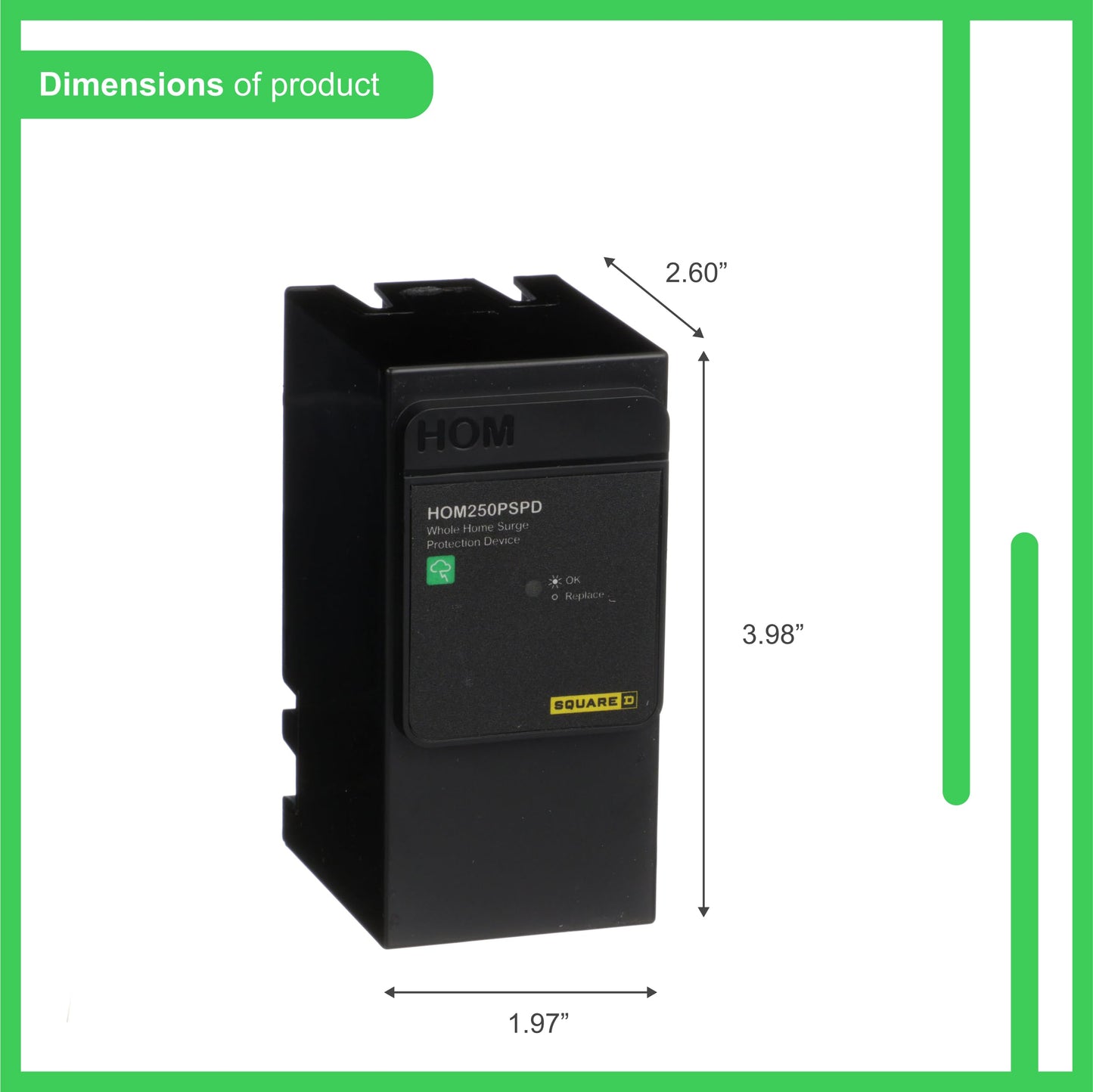 Square D - HOM250PSPD Homeline Whole House Surge Protection Device, 50kA, 120/240V, 1-Phase, No Wiring, Plug-On Neutral