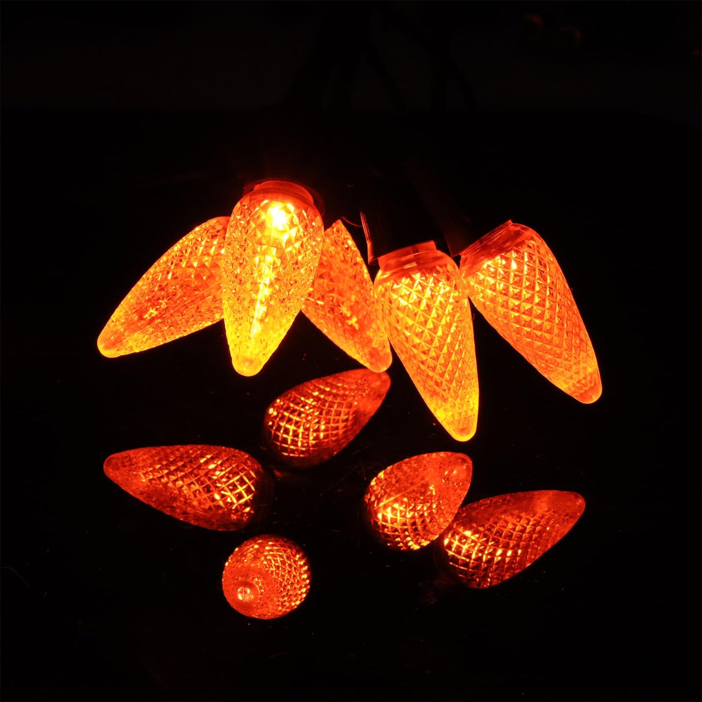 Aniai 25 Pack C9 LED Replacement Bulbs, E17 Base Orange for Christmas Light