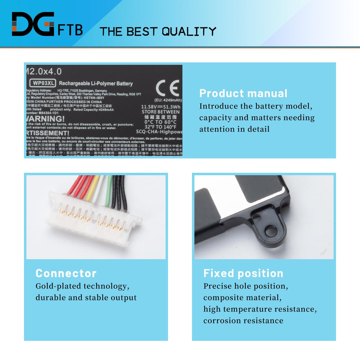 DGFTB WP03XL Laptop Battery for HP EliteBook 830 835 840 845 860 865 G9 G10 EliteBook x360 1040 G9 G10 Series L78555-005 HSTNN-LB8W HSTNN-OB2J