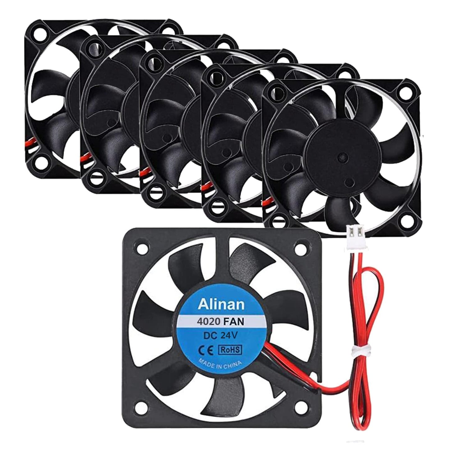 Alinan 6pcs 4020 24V Sleeve Bearing Brushless Cooling Fan 40 * 40 * 20MM with 2PIN Terninal 3D Printer Cooling Fan Computer Fan