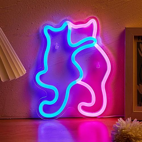 Dog & Cat LED Neon Sign Leaf Frog Neon Lights for Bedroom USB Powered Wall Mounted Neon Signs For Room 3D Wall Art Wedding Party Living Room