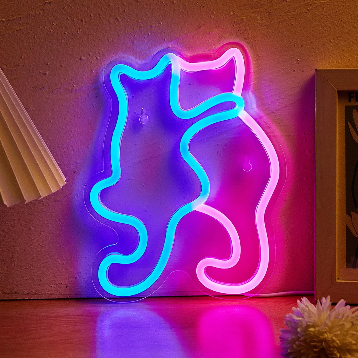 Dog & Cat LED Neon Sign Leaf Frog Neon Lights for Bedroom USB Powered Wall Mounted Neon Signs For Room 3D Wall Art Wedding Party Living Room
