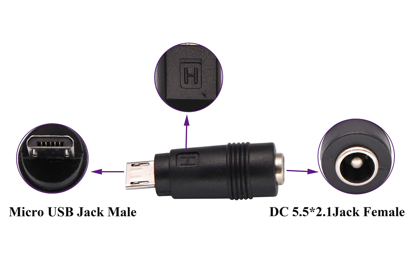 AAOTOKK Micro DC Power Adapter DC5.5x2.1mm to Micro USB 5V DC Power Supply Charging Cables Connector for Cellphone, Tablet,MP3 and Micro USB