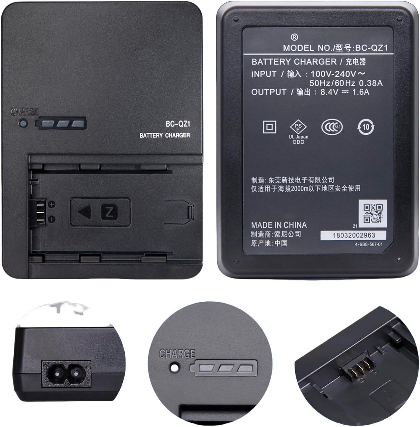 BC-QZ1 Battery Charger for Sony NP-FZ100 Battery Compatible with Sony z-Series ZV-E1 FX3 FX30 A1 A6600 A6700 A7C A7C II A7CR A7S A7S III A7 III A7R