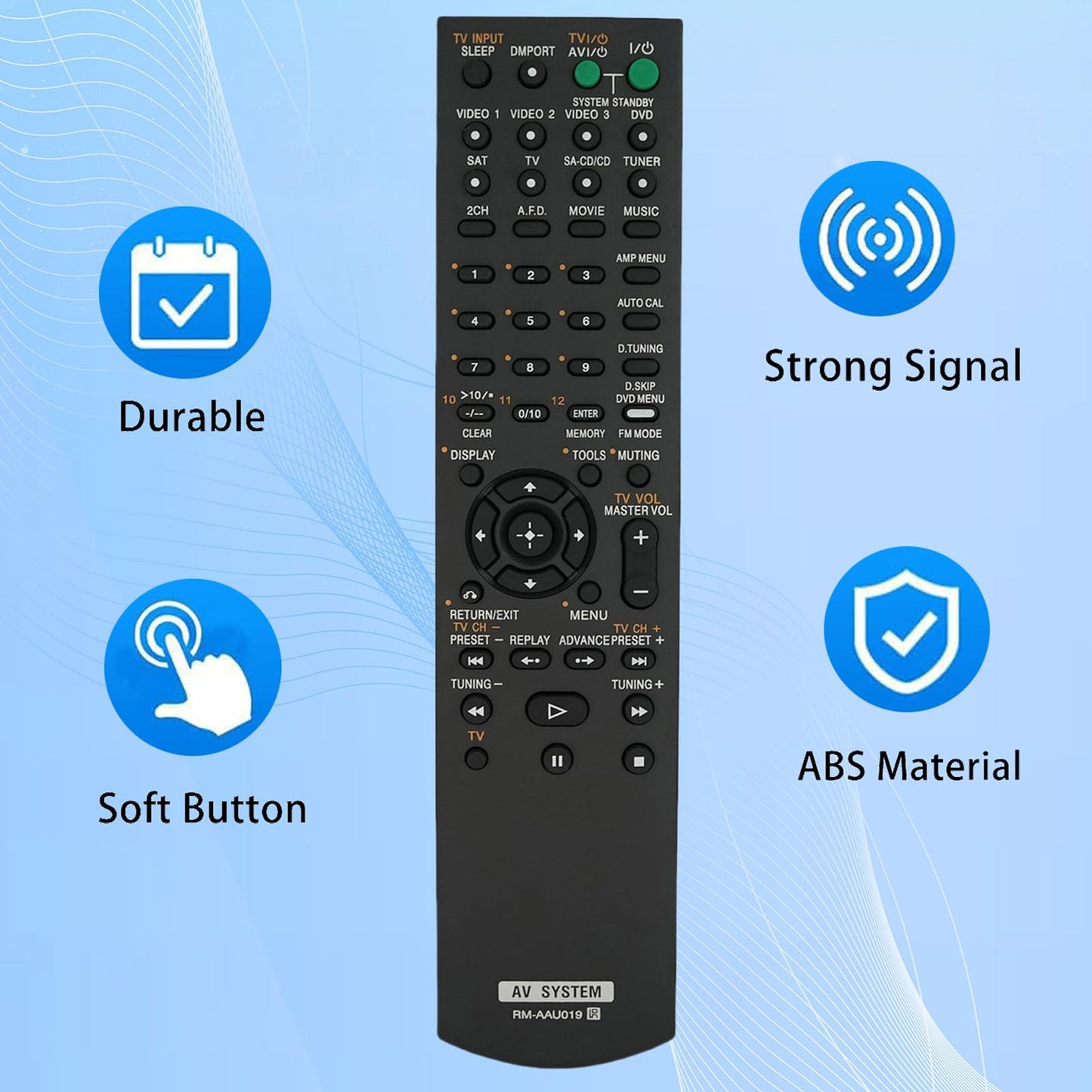 RM-AAU019 Remote Control Replaced for Sony RM-AAU017 HTD-DW685 STRDG510 STR-K1600 Home Theater Audio/Video Receiver AV System