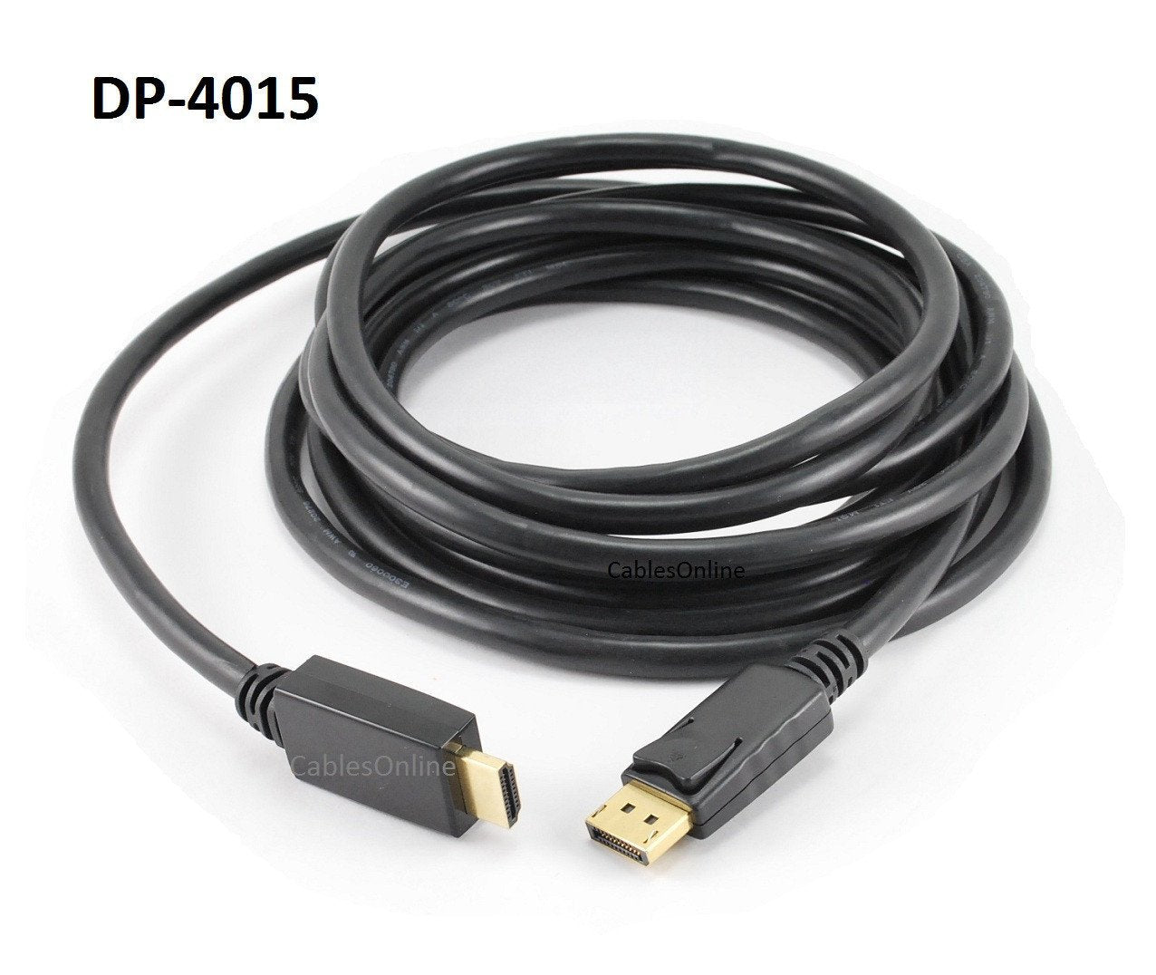 CablesOnline 15ft DisplayPort Male to HDMI Male 28AWG Adapter Cable (DP-4015)