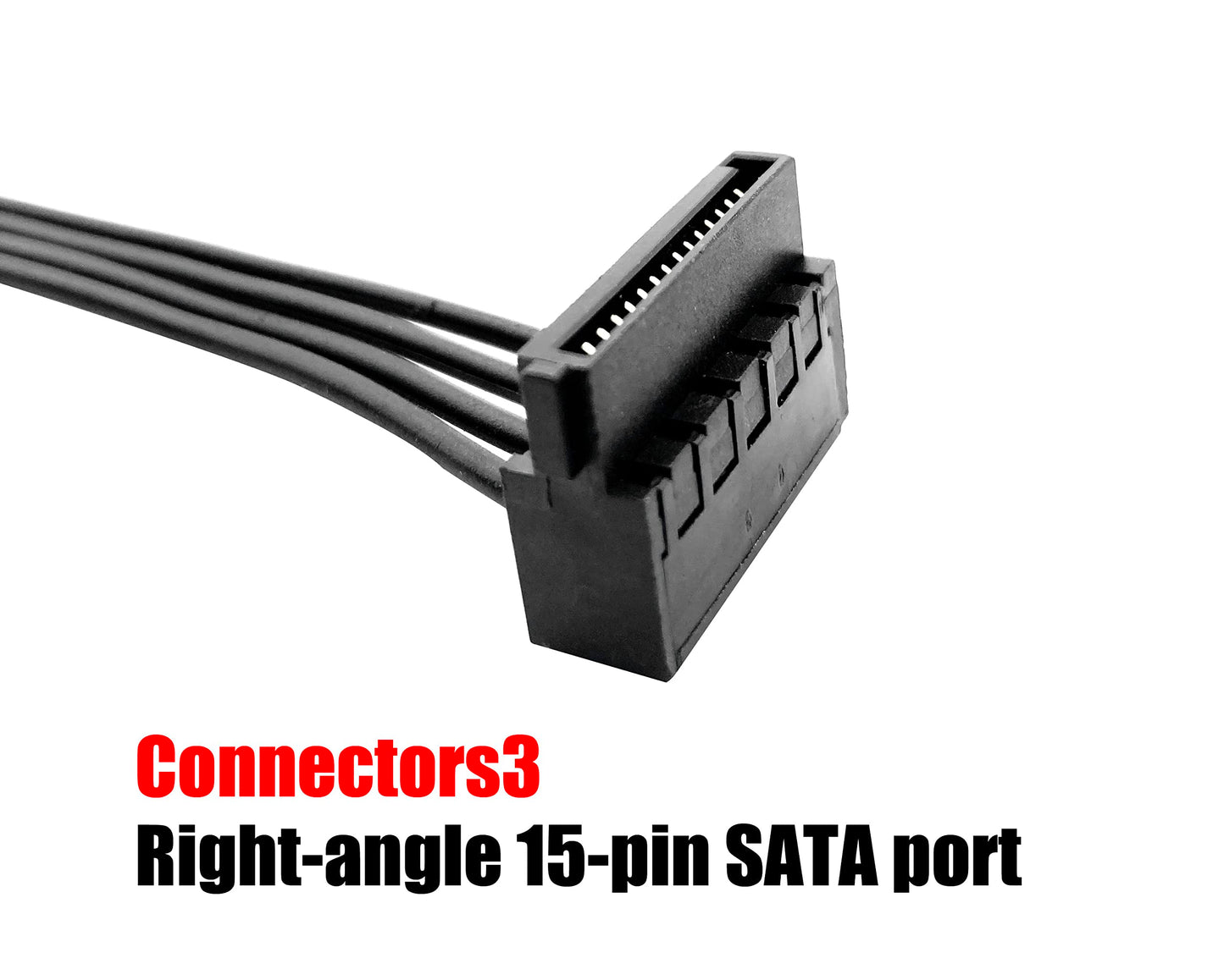ROIPETK Mini 4-Pin to 2X Right Angle SATA Hard Drive Power Adapter Cable for Motherboard SATA Hard Drive Power Cable 18" (2Pack)