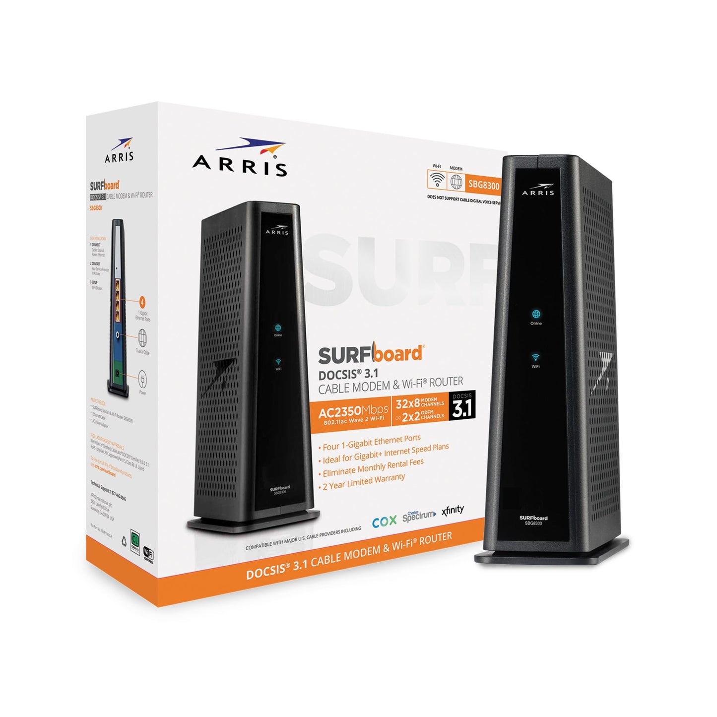 ARRIS (SBG8300) - Cable Modem Router Combo - Fast DOCSIS 3.1 Gigabit & AC2350 WiFi ,Comcast Xfinity, Cox, Spectrum & more, 1 Gbps Max Internet Speeds