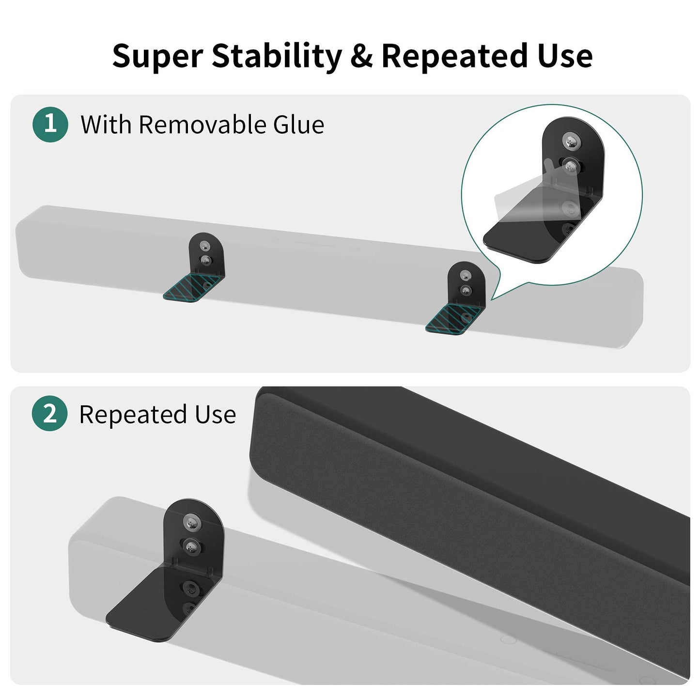 HomeMount Universal Soundbar Wall Mount - Adjustable Sound bar Mounts Mounting Shelf Stand Bracket for Fire TV/Samsung/TCL Channel Home