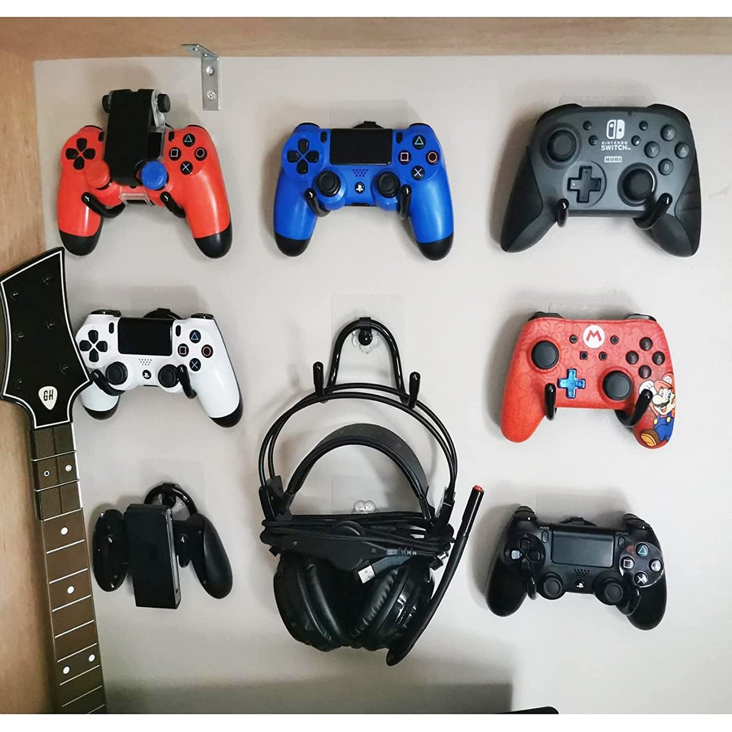 Pmsanzay 3 Pack Universal Self-Adhesive Game Controller Wall Mount Storage Organizer Stand Holder Hanger for Xbox One PS4 Switch Pro