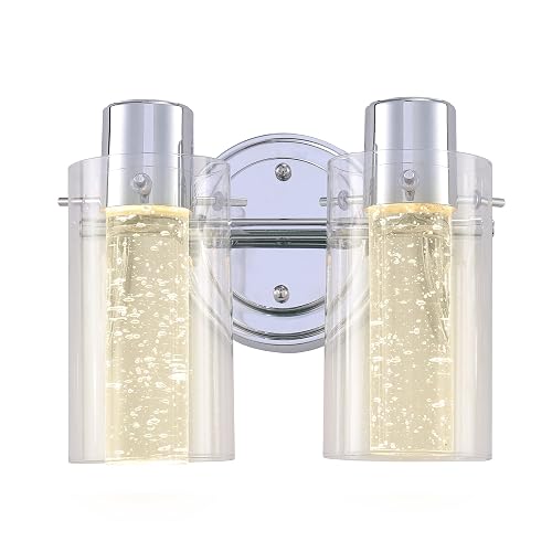 Ultralux Bubble Glass Integrated LED Vanity Light - Wall Mounted, TRIAC Dimmable 12W, 3000K Bathroom Sconce - Energy Efficient Modern Bathroom Light