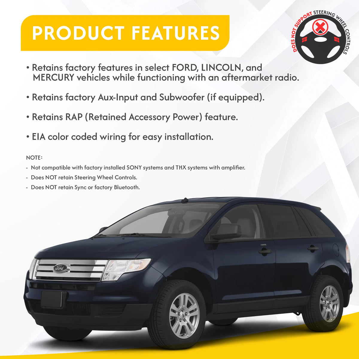 CRUX SOOFD-27 Radio Replacement Interface for Select Ford/Mercury/Lincoln Vehicles, Black