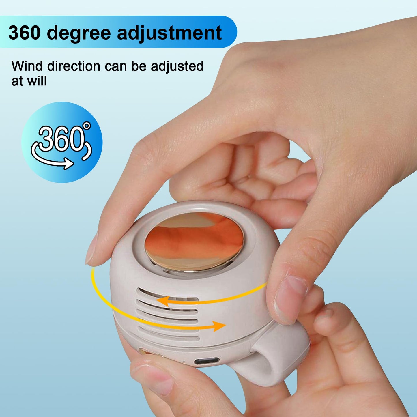 lfcforld Portable Electric Mini Bladeless Fan, Silent Mini Adjustable Clip-On USB Rechargeable Fan, 3-Speed Ultra-Quiet Personal Cooling Fan