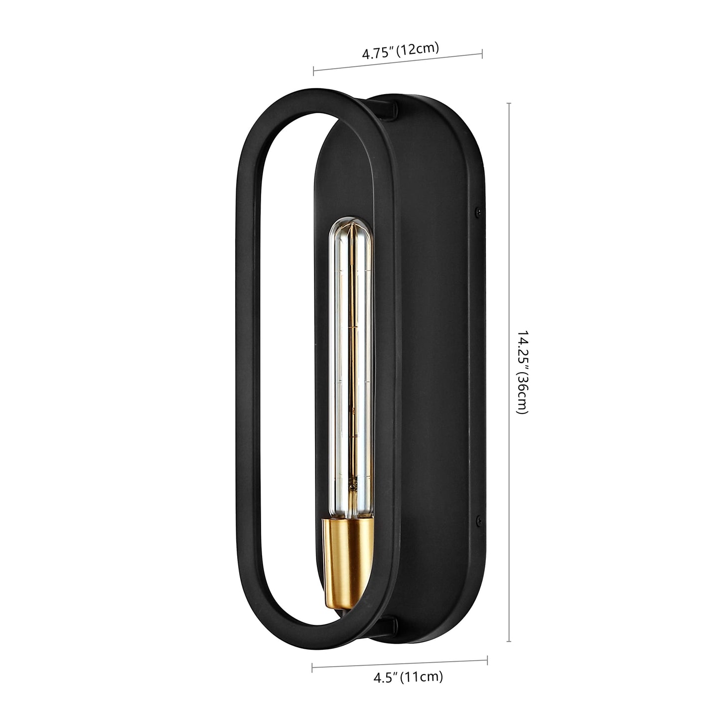 JONATHAN Y 4.75" Black/Brass Gold LED Wall Sconce, 1-Light Mid-Century Lamp for Bathroom Vanity, Bedroom, Hallway, Dimmable Bohemian Metal Fixture
